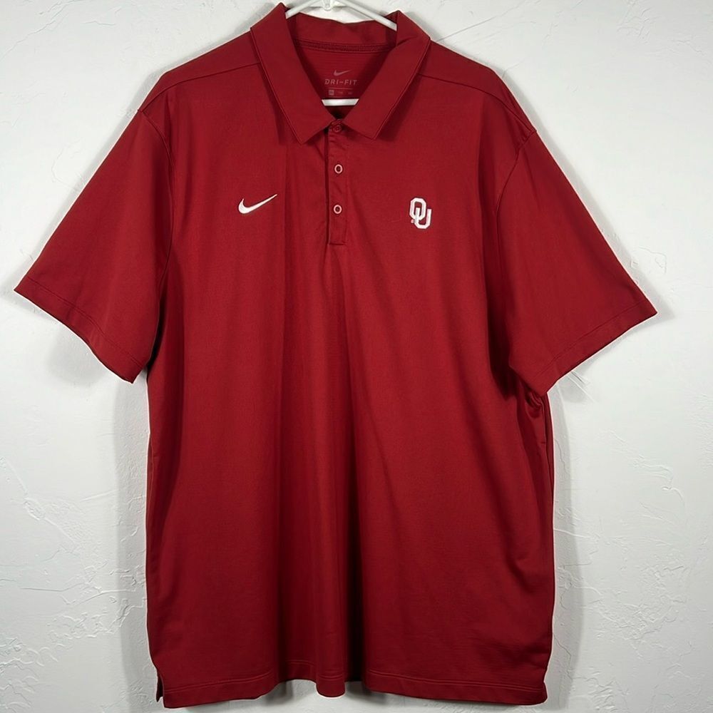 🏈⛳️🏌️‍♂️ OKLAHOMA SOONERS Nike Dri-Fit Golf Polo Shirt Men Sz 2XL - PERFECT!‎
